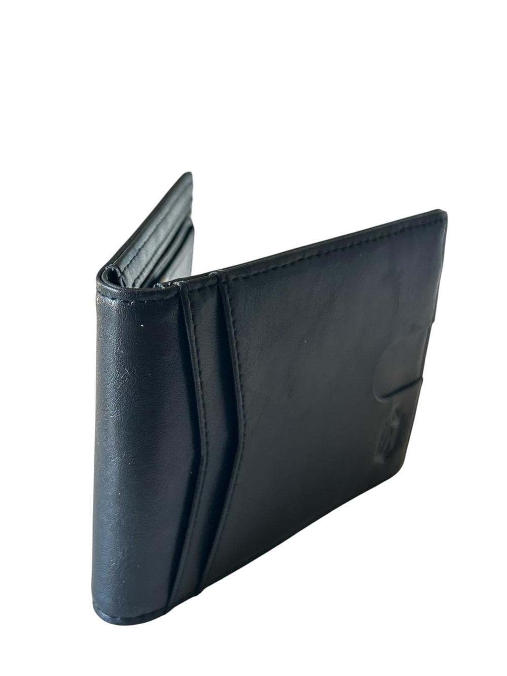 Slim Black Leather Money Clip Card Wallet - Minimal Men's Accessory